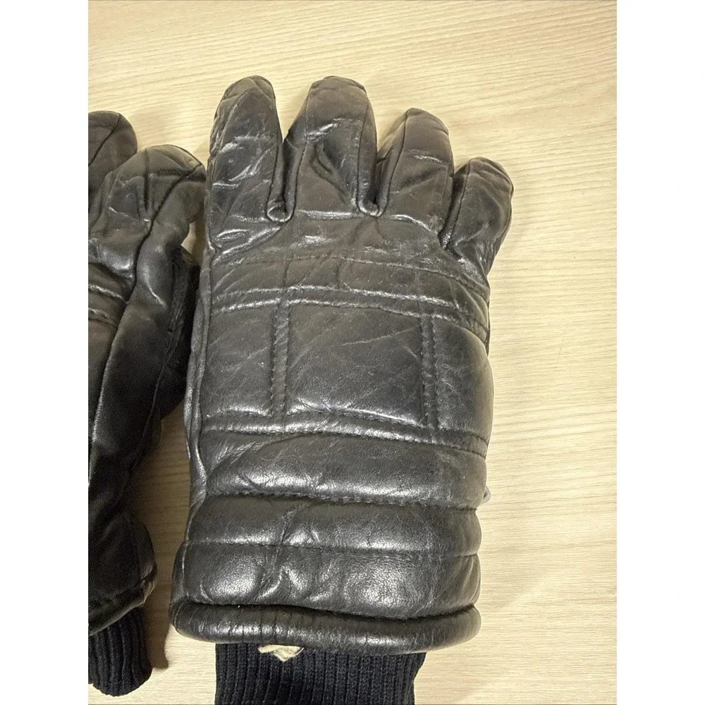VTG‎ Kombi Ladies Medium Winter Ski Gloves Black Genuine Leather Made In Japan